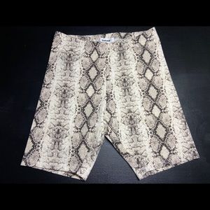 High Rise Snakeskin Print Biker Shorts